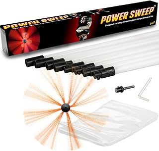 Chimney Power Sweep Set Flexible Nylon Rods & Brush Head Rotary Drill Drive Chimney Sweeping DIY Full Kit Flue Cleaner Removes Soot 9 Metre Set – 29 Feet