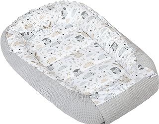 Medi Partners Baby nest Pod Newborn Sleepyhead 100% Cotton Waffle 100x60x15cm Bed Pillow Accessories Cocoon for Babies (Glade with grey Waffle)