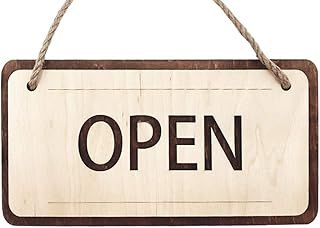 Rustic Wooden Open and Closed Sign - 30x15cm, Double Sided Vintage Sign for Shop Door or Window