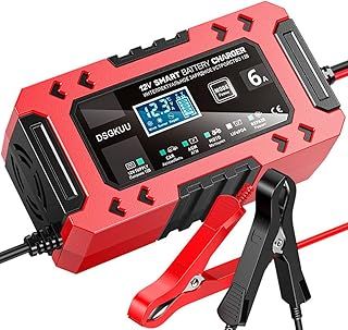 6-Amp Car Battery Charger, New 12V Smart Fully Automatic Battery Charger with 10 Stage Charging Progress for AGM, GEL, EFB, Deep Cyele, Wet, LiFePO4 and Lead Acid Batteries