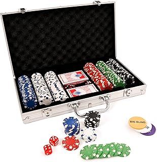 M.Y Texas Hold'em Poker Set - 300 Piece Set in Aluminium Case with 11.5g Heavyweight Poker Chips 2 Decks of Playing Cards Dealer Big Blind and Small Blind Buttons and 5 Dice