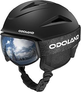 Odoland Ski Helmet with VLT 18% Ski Goggles for Skiing and Snowboard, Light Weight and Adjustable Ventilation Snow Helmet with Warm Fluffy Earpads for Men Women Adult and Youth