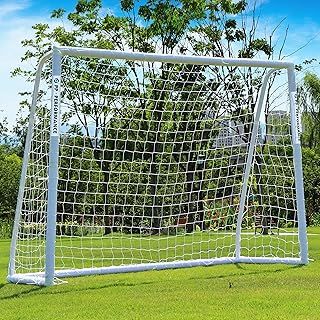 Ultimate All Weather uPVC Football Goal 8ft x 6ft Garden Portable Goals 70mm Thick PVC Goal Posts + Football Net Integrated Locking System Kids, Silver