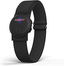 moofit HW401 Heart Rate Monitor Armband, IP67 Waterproof, Support Bluetooth/ANT+, Rechargeable Optical Heart Rate Sensor Bracelet Works with Wahoo, Strava (Dark black)