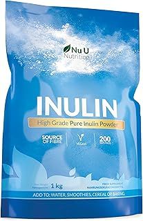 Inulin Prebiotic Powder FOS 1kg - 200 Servings of High Grade Soluble Fibre - Fructo-oligosaccharides from Natural Chicory Root - Vegan & Gluten Free - Made in Europe - Nu U Nutrition