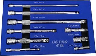 US PRO Tools 9pc Wobble Bar Extension Set 1/4 3/8 1/2 Dr 4188