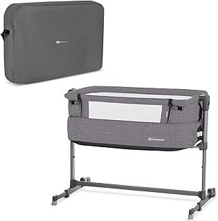 Kinderkraft Neste UP Side Cot, Baby Beds, Extra Bed, Children's Travel Cot, 2-in-1, Height Adjustment, with Accessories, Mattress, Lightweight Construction 9 kg, Melange Grey