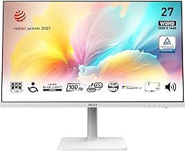 MSI Modern MD272QXPW 27 Inch WQHD Office Monitor - 2560 x 1440 IPS Panel, 100 Hz, Eye-Friendly Screen, DisplayHDR 400, Built-in Speakers, 4-Way Adjustable/ KVM - DP 1.2a, HDMI 2.0b, USB Type-C