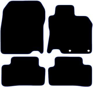 Carsio Carpet Car Mats For Nissan Qashqai 2014 to 2021 4 Piece Set With 2 Clips Tailored Fit Floor Mat Complete Accessory Black Custom Fitted - All Weather, Anti-Slip Backing & Blue Trim