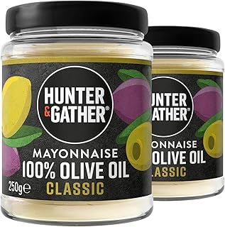 Hunter & Gather Olive Oil Mayonnaise 2 x 250g | Seed Oil Free I Made with Olive Oil & British Free Range Egg Yolk | Paleo, Keto, Sugar and Gluten Free Olive Oil Mayo