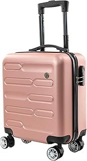 Rose Gold Cabin Suitcase 45x36x20cm - Lightweight Hardshell Carry On Luggage with 4 Spinner Wheels, Telescopic Handle - Cabin Bag with Divider Pocket, Travel Case with Spacious Interior