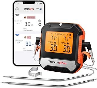 ThermoPro TP904 Digital Wireless Meat Thermometer 135M Remote Bluetooth Cooking Thermometer with Smart APP Dual Food Grade Temperature Probes for Kitchen BBQ Smoker Grill Oven Turkey Beef