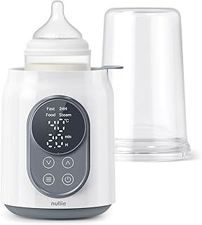 Nuliie Baby Bottle Warmer 6-in-1 with Digital LCD, Timer, Smart Temperature Control and Automatic Shut-Off, Food Warmer&Defrost BPA-Free Warmer for Breastmilk or Formula