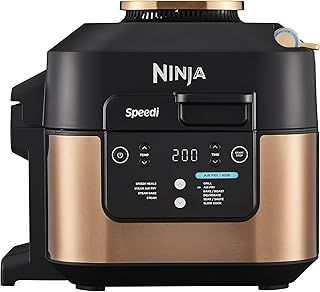 Ninja Speedi 10-in-1 Rapid Cooker, Air Fryer and Multi Cooker, 5.7L, Meals for 4 in 15 Minutes, Air Fry, Steam, Grill, Bake, Roast, Sear, Slow Cook & More, Cooks 4 Portions, Copper Black ON400UKCP