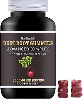 Fraction One Beetroot Gummies - 3000mg - 5:1 Extract - 120 Gummies - 60 Servings - Enhanced with Vitamin C, and Magnesium - Beetroot Supplement - Nitric Oxide Supplement - Blood Pressure Support