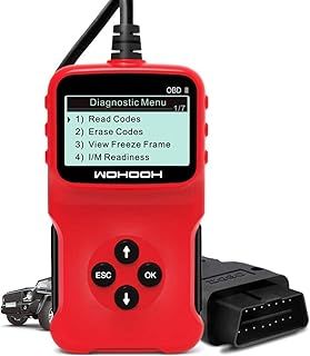 Universal OBD2 Engine Fault Reader Car Scanner, Professional Auto Car Diagnostic Scanner Repair Tool, HD LCD Display Screen, I/M Readiness Smog Check CAN Diagnostic Scan Tool (RED)
