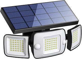 intelamp Solar Security Lights Outdoor Motion Sensor 6000mAh Battery 270° 3 Modes Wall Lights Solar Flood Lights with Sensor Lights Garden Solar Floodlight for Gifts Front Door Garden Fence
