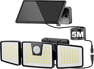 Solar Security Lights, Solar Flood Lights Motion Sensor 156 LED with Separate Solar Panel, 270° Lighting Angle, IP65 Waterproof, Solar Lights Outdoor for Garage, Garden 5M Cable(2 Pack)