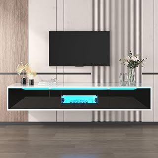 TV Stand Cabinet, TV Table with 2 Doors and 2 Rattan Drawers, TV Cabinet Storage Solution, Country Style TV Unit Home Entertainment Center, Natural Walnut Color Mixed, 170 x 39.5 x 46cm