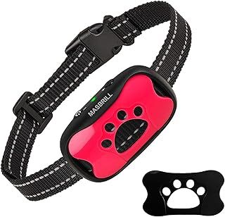 Anti Bark Collars for Dogs Rechargeable, Bark Collar for Small Medium Large Dogs, Dog Barking Collar with Humane Vibrating Beep Training, Stop Dog Barking Deterrent Device 7 Sensitivities(Red)