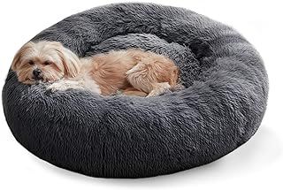 WESTERN HOME WH Dog Bed,Cat Kitten Bed large washable,Waterproof Scruffs Fluffy Plush Dog Basket with Anti-Slip Bottom,Dark Grey,M (50x50x20 cm)