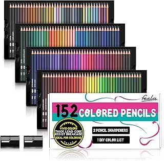 Feela 152 Colouring Pencils, Coloured Pencils Set with Pencil Sharpener Premium Soft Core for Adult Colouring Books Doodling Sketching