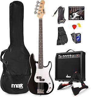 MAX GigKit Electric Bass Guitar Pack for Beginners - Complete Bass Kit with Gear, Ideal Starter Set for New Musicians
