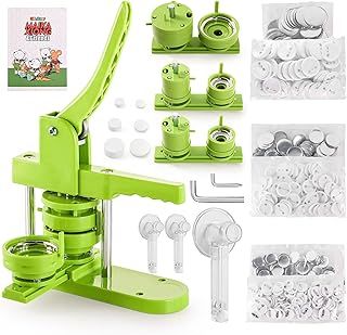 Button Maker Machine, Badge Maker Machine Sizes 1+1.25+2.25 inch DIY with 300pcs Button Parts&Circle Cutter&Magic Book