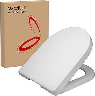 WOLTU D Shape Toilet Seat,Soft Close Toilet Seat with Quick Release White, Dual Fixing Fittings System Lid Cover for Family Bathroom