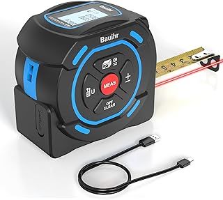Bauihr Laser Tape Measure, Digital Measuring Tape with 40m Laser Measure, 5m Tape Measure, Rechargeable LCD Display, M/In/Ft/Ft+In Unit Switch, Distance Meters/Area/Volume/Pythagorean Measurement
