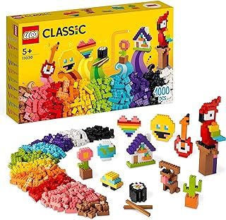 LEGO Classic Lots of Bricks Construction Toy Set, Build a Smiley Emoji, Parrot, Flowers & More, Creative Gift for Kids, Boys, Girls Aged 5 Plus 11030