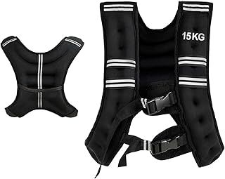 COSTWAY Weighted Vest, 5kg/9kg/15kg Fitness Weight Vests with Adjustable Buckles & Mesh Bag, for Man Woman Running Training