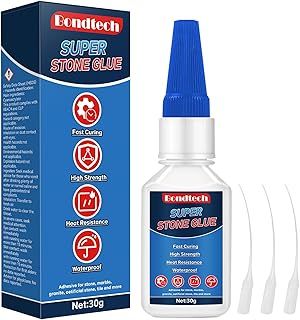 Stone Glue 30 g, Marble Glue, Instant Clear Repair Marble, Granite, Artificial Stone, DIY Craft, Waterproof, Heat-Resistant, with Anti-Clog Cap