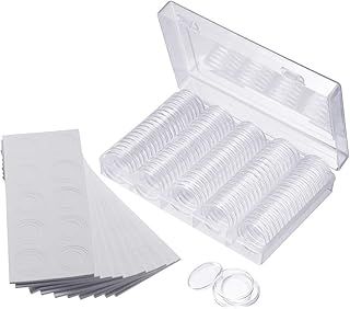 100 Pieces EVA Plastic Coins Case Container Holder Capsules Round Supplies with 1 Piece Storage Organizer Box and 100 Pieces Protective Foam Gasket for 19mm - 30mm Coins Collection