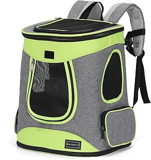 Petsfit Cat Backpack Portable Cat Carrier Backpack for Cats and Small Dogs,Ventilation Mesh Design Cat Carrier with Soft Fleece, Green