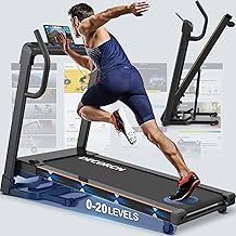 Folding Treadmill for Home, 4.5HP, 20 Incline Levels, 1km/h-16km/h, 150KG limited, Runnig Machine for Heavy People with LED, Bluetooth Speakers, Silent Walking Pad for Home Office Gym