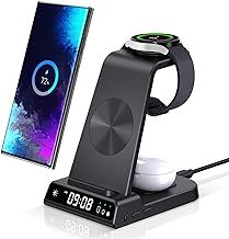 Wireless Charger for Samsung, 3 in 1 Wireless Charging Station for Galaxy S25 Ultra/S24/S23/Z Flip 6/Z Fold 6, Charger for Samsung Galaxy Watch Ultra/7/6, Wireless Phone Charger for Galaxy Buds 3/Pro