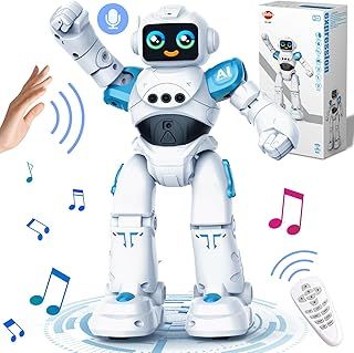 RC Robot Toys for Kids - Smart Talking Voice Remote Control Robot, Gesture Sensing Programmable Emo Robot Toy for Age 3 4 5 6 7 8 Year Old Boys Girls Birthday Gift Present