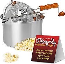 Original Whirley Pop Popcorn Maker - Wabash Valley Farms Gourmet Popcorn Popper, Aluminum Popcorn Pot With Nylon Gears, 3-Minute Stove Top Nostalgia Popcorn Maker (Silver)