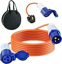 10m Caravan Hook Up Cable - 240V 16A Camping Extension Lead with 3 Pin Fly Lead Converter and Carrying Bag, Power Cord Electric Extension Cable for Motorhomes Campervans