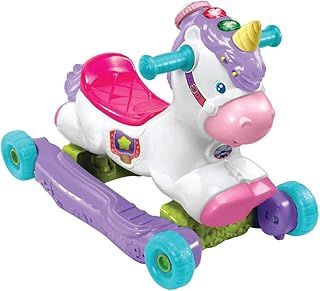 VTech Rock and Ride Unicorn Baby Ride On Toy, Interactive Baby Musical Toy with Learning and Sound Features, First Steps Walking Support for Babies & Toddlers from 18 Months