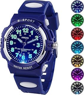 Juboos New 7 Color Kids Watches,Children Analogue Quartz Watch for Boys Girls Kids Waterproof Time Teach Watches, 7 Color Dial Soft Band Wrist for Kids Sport Outdoor Wrist Watches 5-16