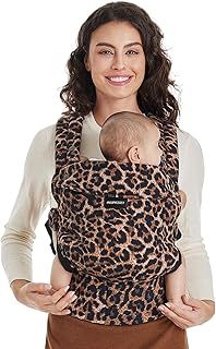 Momcozy Baby Carrier - Ergonomic, Cozy and Lightweight Infant Carrier for 7-44lbs, Effortless to Put On, Ideal for Hands-Free Parenting, Enhanced Lumbar Support, Leopard