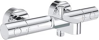 GROHE Precision Get - Wall Mounted Thermostatic Bath Mixer (Water Saving Technology, Ergonomically Metal Handles, Safety Button at 38°C, Adjustable Economy Stop, Diverter Valve), Chrome, 34774000