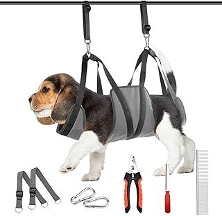 Dog Grooming Hammock Harness, Pet Grooming Kit Dog Sling for Nail Clipping Trimming, Dog Hammock Restraint Bag for Small Medium Breeds Ear/Eye/Hair Care (Medium)