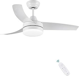 CJOY Ceiling Fans with Lights Dimmable, 42'' Ceiling Fans with Lamps and Remote White, Quiet Fan Light Ceiling 3 Blades 24W LED, 6 Speeds, 3000K/4200K/6500K, DC Reversible for Bedroom/Kitchen
