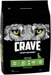 Crave Lamb & Beef 3 x 2.8 kg Bags, Premium Adult Dry Dog Food with high Protein, Grain-free