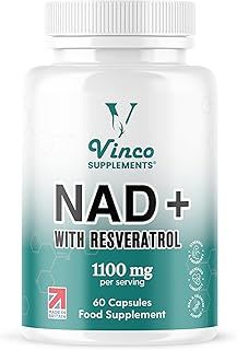 NAD + Trans-Resveratrol 1100mg, with Black Pepper 50mg for Superior Absorption, 3-in-1 Advanced Formula to Boost NAD+ Levels, Support Immune Health - 60 Capsules (30 Days Supply)