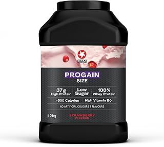 MaxiNutrition Progain - Strawberry - Whey Protein Powder Sports Supplement Shake for Size & Mass - 1.2kg - 10 Servings