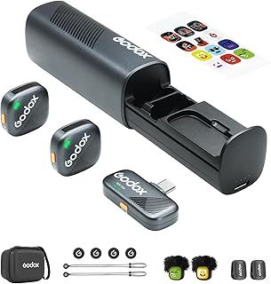 GODOX Cube-SC Kit2 Wireless Lavalier Microphone for iPhone 15 & Android, USB C, 8H Battery Life, 2.4G Wireless Lav Mic, 300m(1000ft.) Range, Noise Cancelling with Charging Case for Vlogging, TikTok